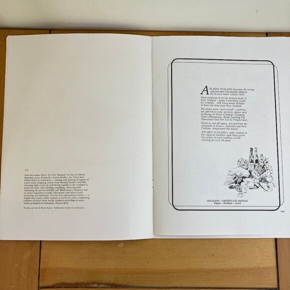 Air New Zealand Bird Artwork Airline Meal Menus Vintage 1970s Frameable Set of 3 - Picture 3 of 6